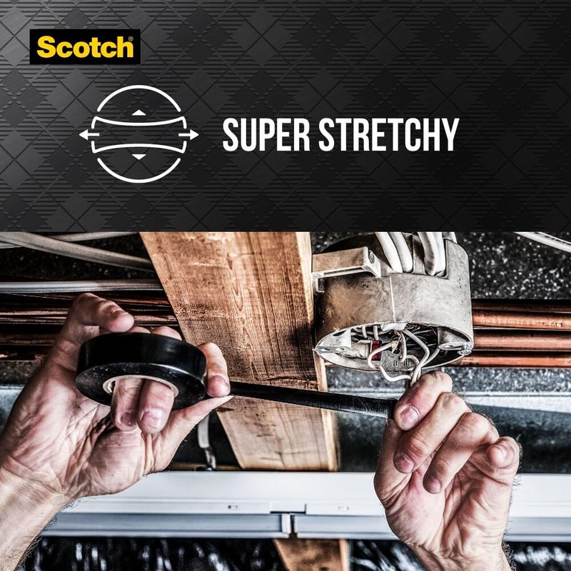 Scotch Vinyl 700 Electrical Tape, 1 Roll, Black, 3/4-in x 66-ft, General Purpose, Commercial Grade, Rated for Temperatures Up to 194-Degree, Highly Flexible, Stretchy & Conformable (700) - Image 5