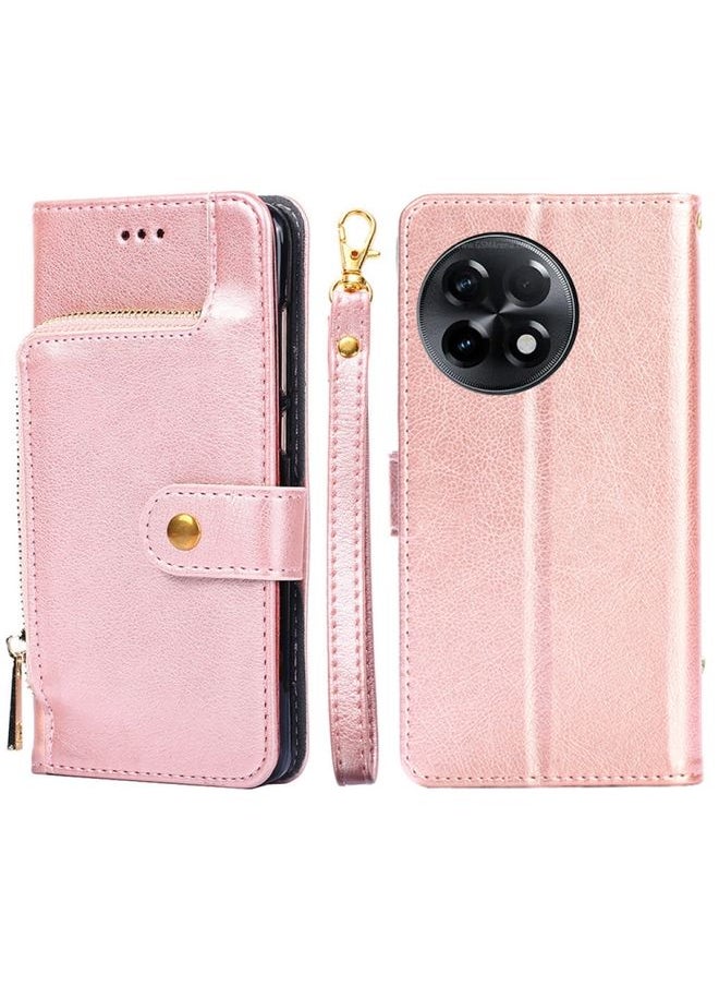 HuHa - Case Cover For For OnePlus Ace 2/11R Zipper Bag Leather Phone Case(Rose Gold) - Image 1
