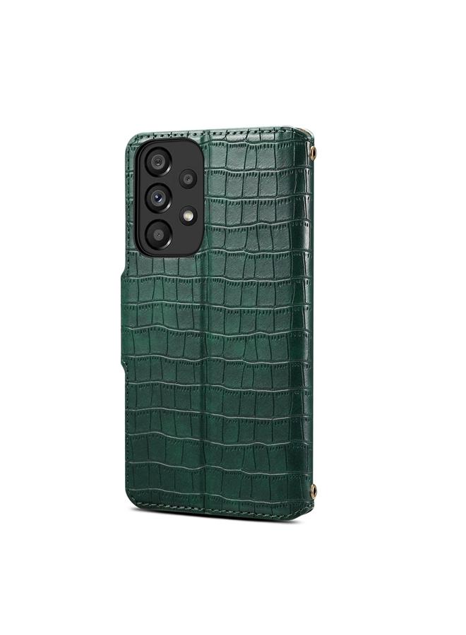 Denior Case For Samsung Galaxy A33 5G Crocodile Texture Oil Edge Leather Phone Case - Image 3