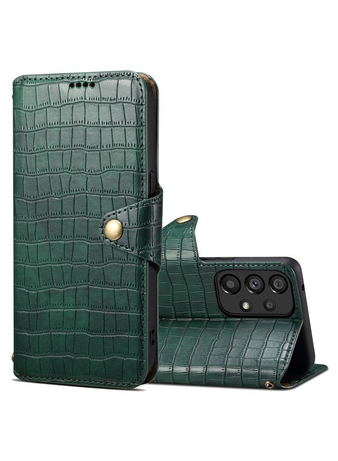 Denior Case For Samsung Galaxy A33 5G Crocodile Texture Oil Edge Leather Phone Case - Image 1