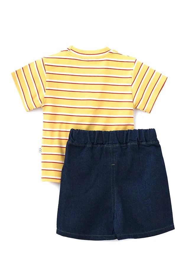babyqlo Striped Giraffe Tee & Shorts