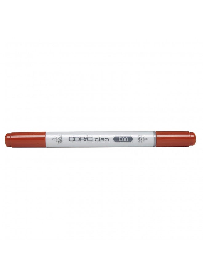 Copic Markers E08 Ciao with Replaceable Nib, Brown - Image 1