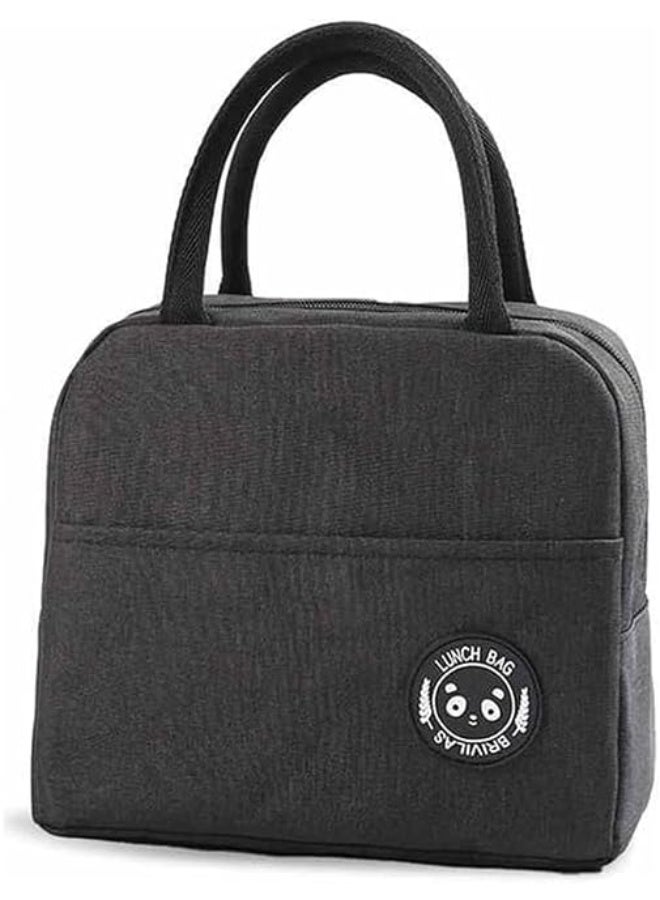 أوركيد علبة غداء أوركيد بريميوم للأطفال والكبار، معزولة حرارياً، مانعة للتسرب، حقيبة غداء حرارية للمدرسة والمكتب والسفر والنزهات، حاوية تخزين طعام بمقبض سهل الحمل وحجرة واسعة (أسود)