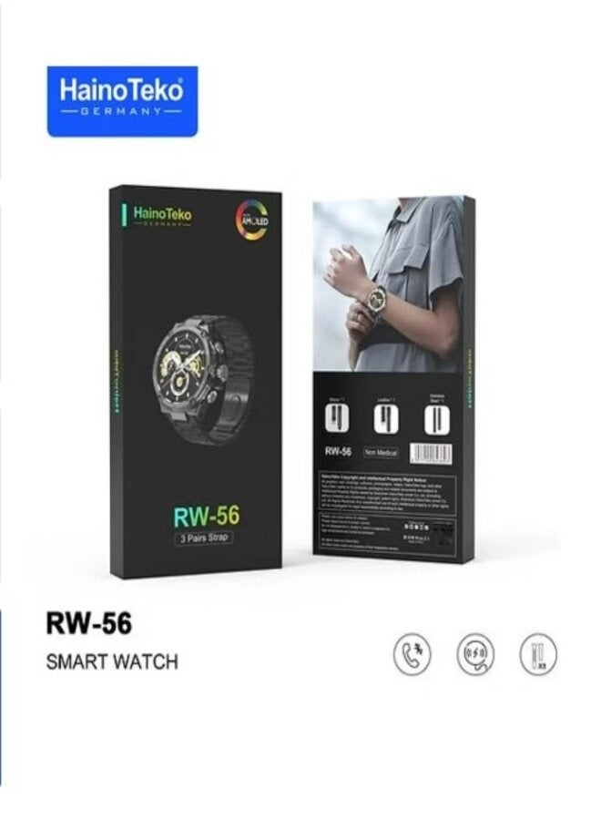 Haino Teko RW56 Round Screen Super Size AMOLED Display Smart Watch With 3 Pair Straps and Wireless Charger - Image 1
