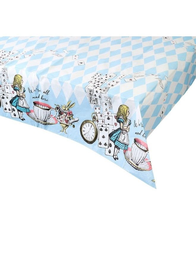 Talking Tables Blue Alice In Wonderland Paper Table Cover ; Disposable Tablecloth Home Recyclable ; Supplies For Mad Hatter Tea Party Birthday Mother'S Day Baby Shower  - Image 1