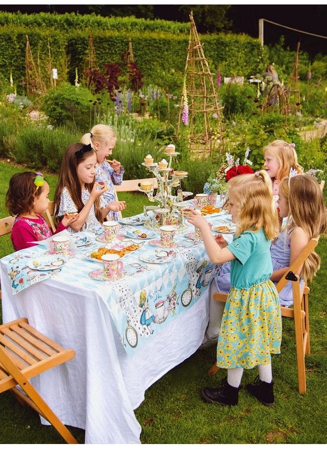 Talking Tables Blue Alice In Wonderland Paper Table Cover ; Disposable Tablecloth Home Recyclable ; Supplies For Mad Hatter Tea Party Birthday Mother'S Day Baby Shower  - Image 3