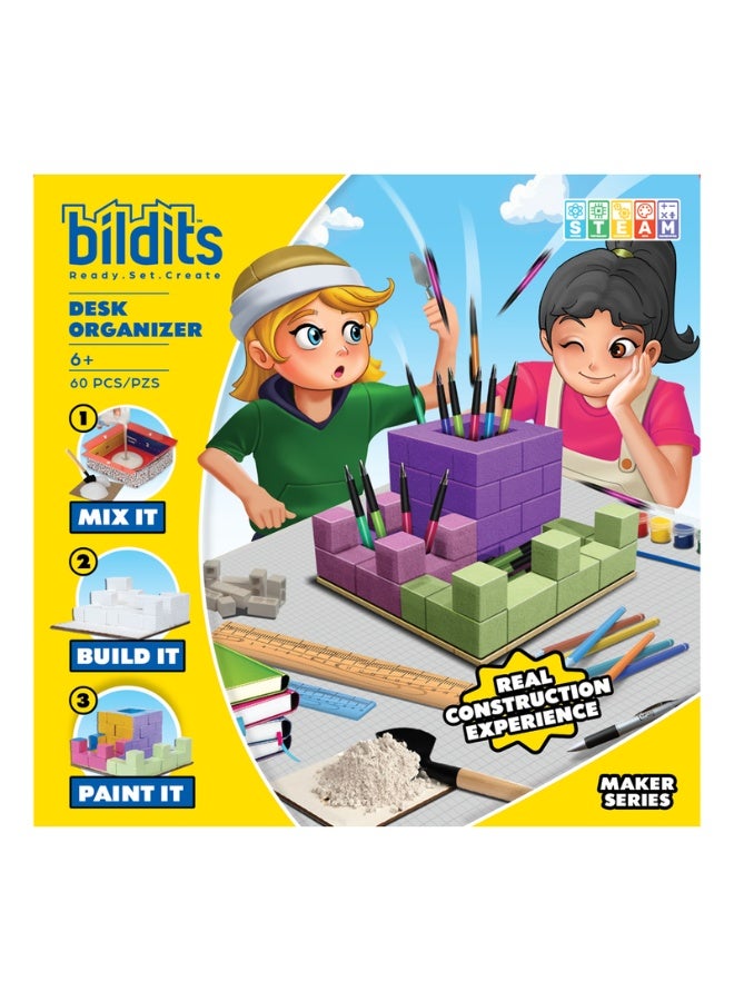 bildits منظم المكتب: تصميم حضري وبناء جدران مسبقة الصنع بكفاءة (STEM، أعمار 6+) ، 60 قطعة - Image 2