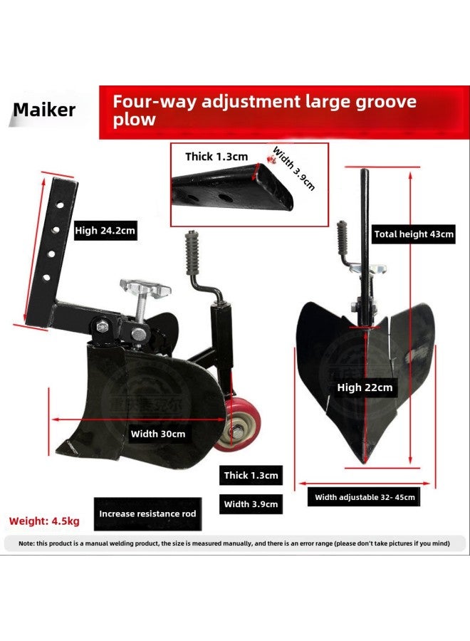 Micro-tiller Accessories Ditching Plow Small Rotary Tiller Flip Ploughshare Thickened Opener Adjustable Agricultural Ploughshare-Product Color:Four-way Adjustable Groove Plow (extra Large Resistance Rod)  - Image 1
