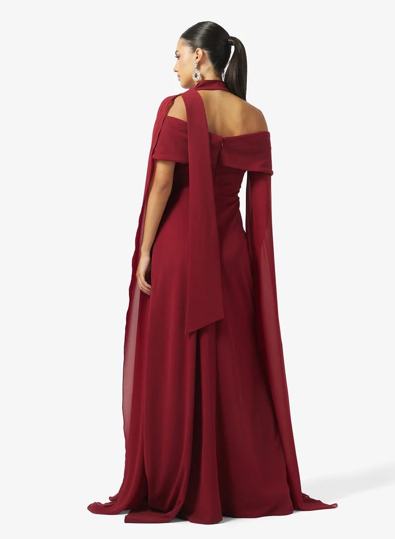 Iyra Draped Detail Side Slit Dress
