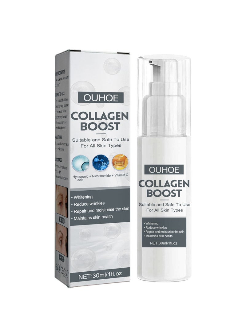 OUHOE Collagen Anti-aging Essence, 30ml Collagen Boost Anti Aging Face Serum Moisturizer, Hydrating Moisturizing Anti-wrinkle Essence for Skin Tightening, Brightening & Hydrating - Image 1