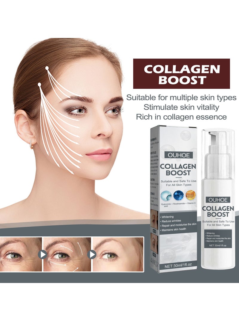 OUHOE Collagen Anti-aging Essence, 30ml Collagen Boost Anti Aging Face Serum Moisturizer, Hydrating Moisturizing Anti-wrinkle Essence for Skin Tightening, Brightening & Hydrating - Image 3