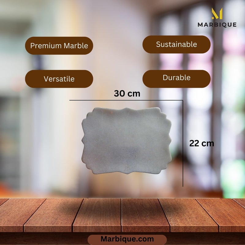 MARBIQUE Handcrafted Indian Marble Tray - Bathroom Vanity Tray, Jewelry Organizer, Decorative Serving Tray for Tea & Coffee | Home Décor & Storage | Elegant Housewarming & Wedding Gift 30 × 22 cm - Image 4