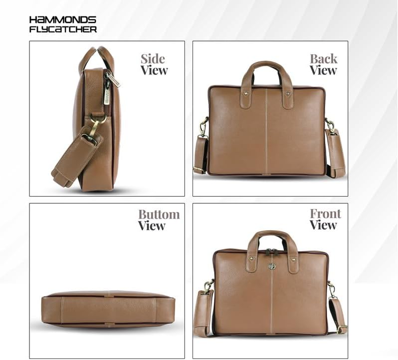 HAMMONDS FLYCATCHER Genuine Leather Office Bag for Men - Laptop Bag for Men - Padded Laptop Compartment - Fits 14 Inch Laptop - Adjustable Strap - Leather Bag for Men - 1 Year Warranty - Image 5
