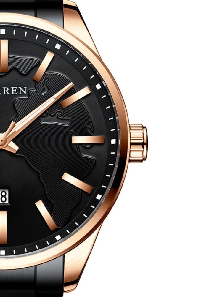 كارين ساعة رجالية مقاومة للماء بسوار ستانلس ستيل وكوارتز 8366 - 46 ملم - أسود - Image 3