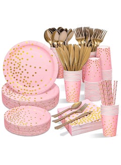 200Pcs Birthday Party Supplies Golden Dots Party Dinnerware Disposable Party Plates Napkins and Cups Sets Serves 25 Guests for Wedding Birthday Party - pzsku/Z427C9FDC9F6700ED8F51Z/45/_/1708660310/b0e5d974-d736-4364-a386-735169b71221