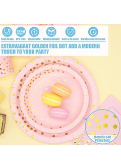 200Pcs Birthday Party Supplies Golden Dots Party Dinnerware Disposable Party Plates Napkins and Cups Sets Serves 25 Guests for Wedding Birthday Party - pzsku/Z427C9FDC9F6700ED8F51Z/45/_/1708660361/34f35e28-1c9c-464e-9805-2cb1c78dbdd6