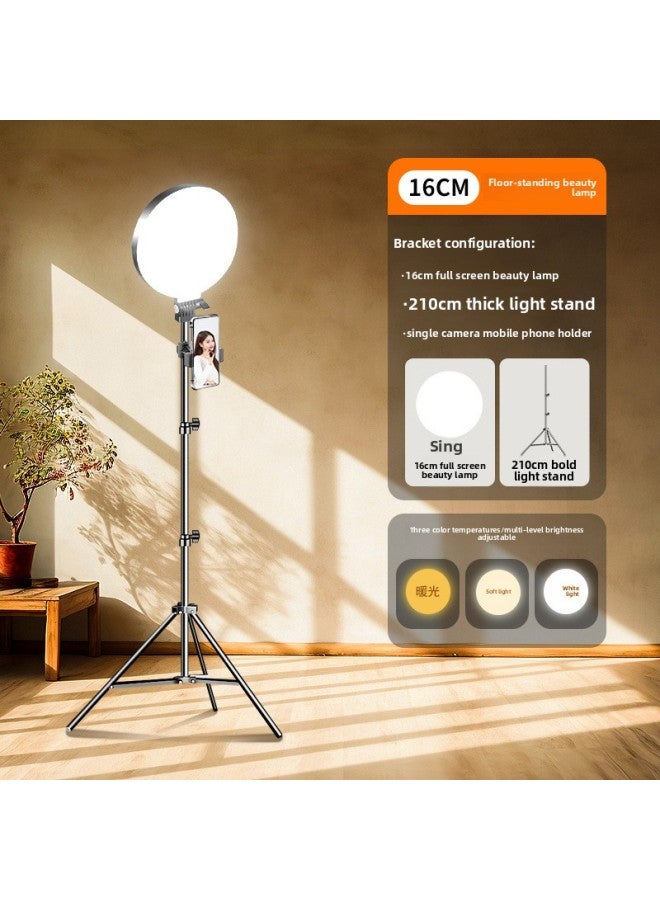 Full-screen Full-screen Live Light Filling Light Net Red Anchor Beauty Special Light Overhead Frame Desktop Indoor Light-Specification:Full Screen Beauty Lamp + 210cm Bold Light Stand Single Camera Position  - Image 1