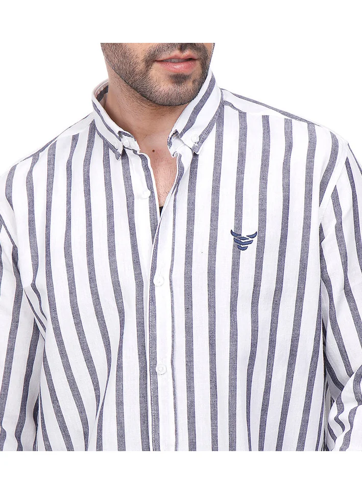 Coup Coup - Vertical Stripe Linen Button Down Shirt