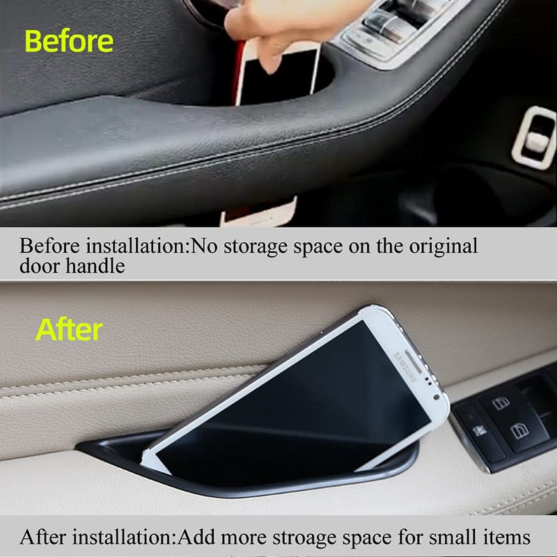 Vesul Black Front Row Door Side Storage Box Handle Pocket Armrest Phone Container Fits on Mercedes Benz E Class E350 E400 E500 E63 AMG W212 2010 2011 2012 2013 2014 2015 - Image 2