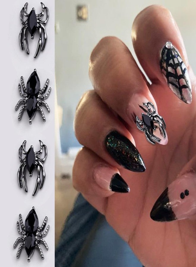 BYJKYEN Spider Acrylic Nail Art Gems & Charms - Black & Red Spider Rhinestones - Halloween Nail Decor Accessories - Image 3