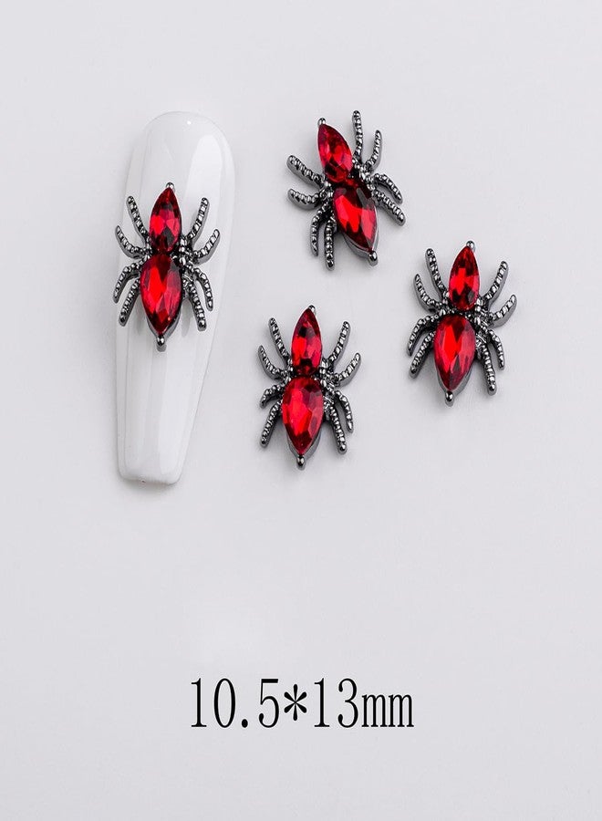 BYJKYEN Spider Acrylic Nail Art Gems & Charms - Black & Red Spider Rhinestones - Halloween Nail Decor Accessories - Image 5