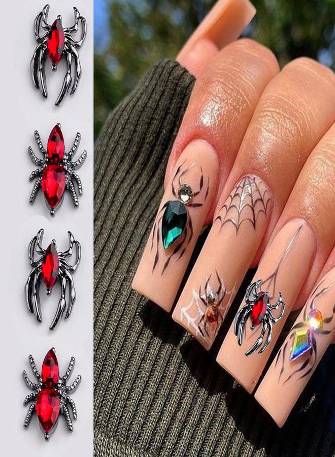 BYJKYEN Spider Acrylic Nail Art Gems & Charms - Black & Red Spider Rhinestones - Halloween Nail Decor Accessories - Image 4