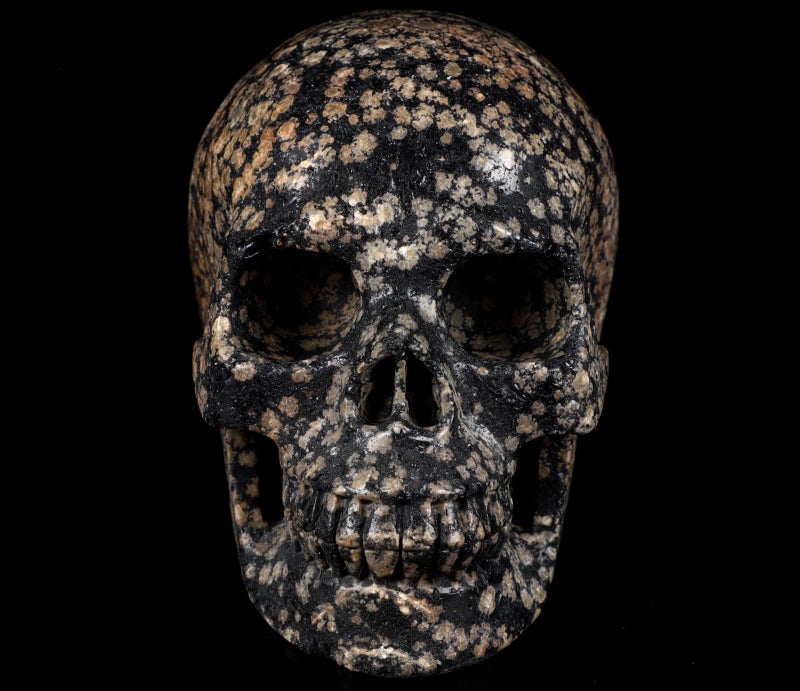 Skullis Skullis 5.0"" Snowflake Obsidian Carved Crystal Skull  Hand Carved Gemstone Fine Art Sculpture  Reiki Healing Stone Statue.1397 Z8  - Image 2