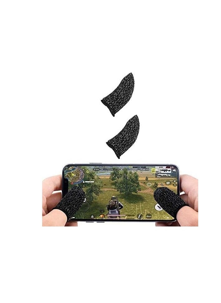 Generic Mobile game controller finger sleeve anti-sweat breathable full touch screen sensitive shoot aim joysticks finger set for pubg/knives out/rules of survival-black| print may vary (2)  - Image 4