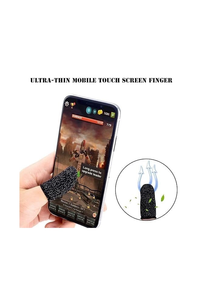 Generic Mobile game controller finger sleeve anti-sweat breathable full touch screen sensitive shoot aim joysticks finger set for pubg/knives out/rules of survival-black| print may vary (2)  - Image 3