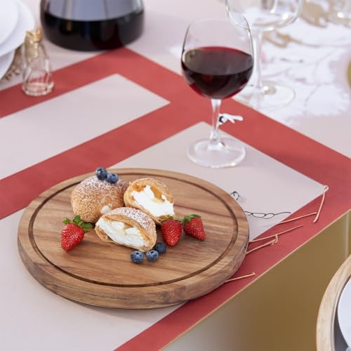 LiTY Cake Stand with Lid, Acacia Wood 12in Round Cake Holder, 2-in-1 Dessert Table Display Set & Charcuterie Board for Cheese, Chips & Dips, Nachos, Fruit Platter, Large Acrylic Cake Dome Cover - Image 2