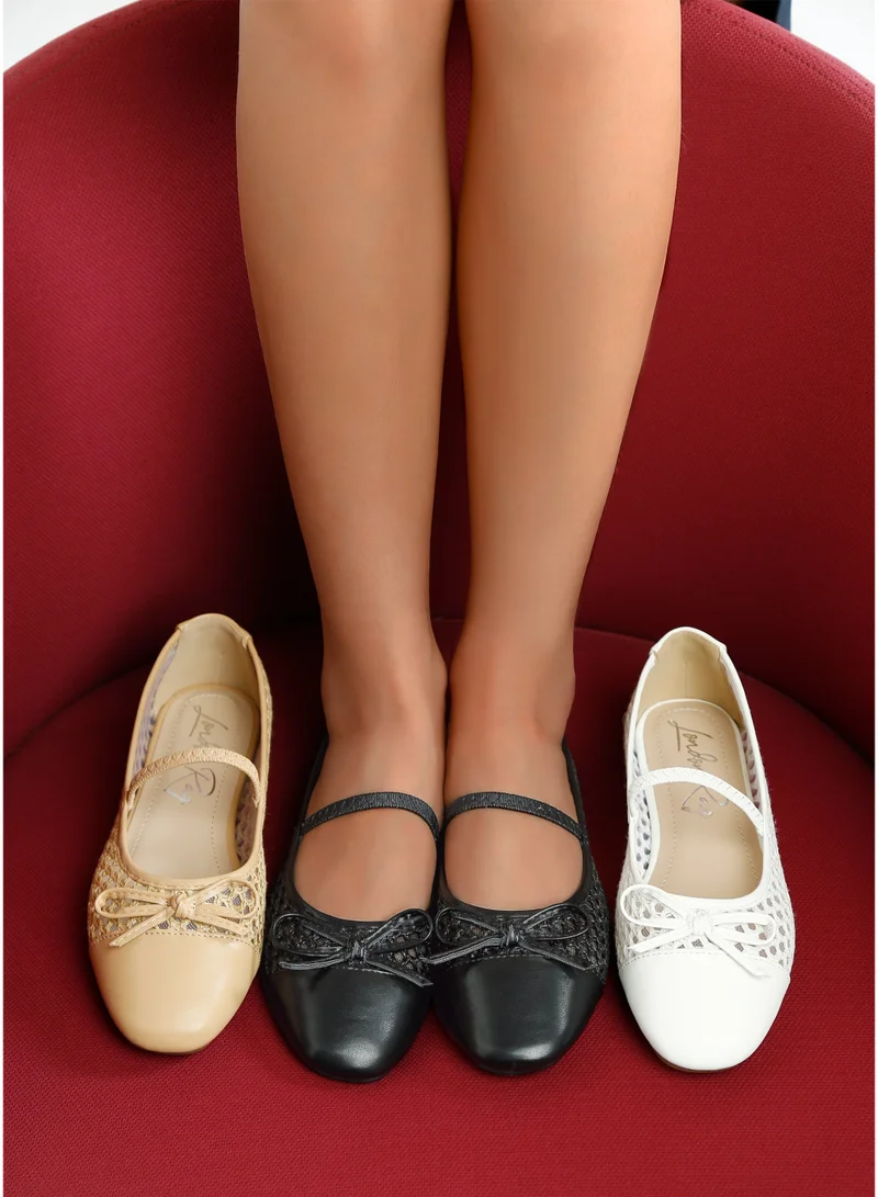 London Rag Tan Woven Bow Detail Ballerinas in Tan for Women | Best Price UAE