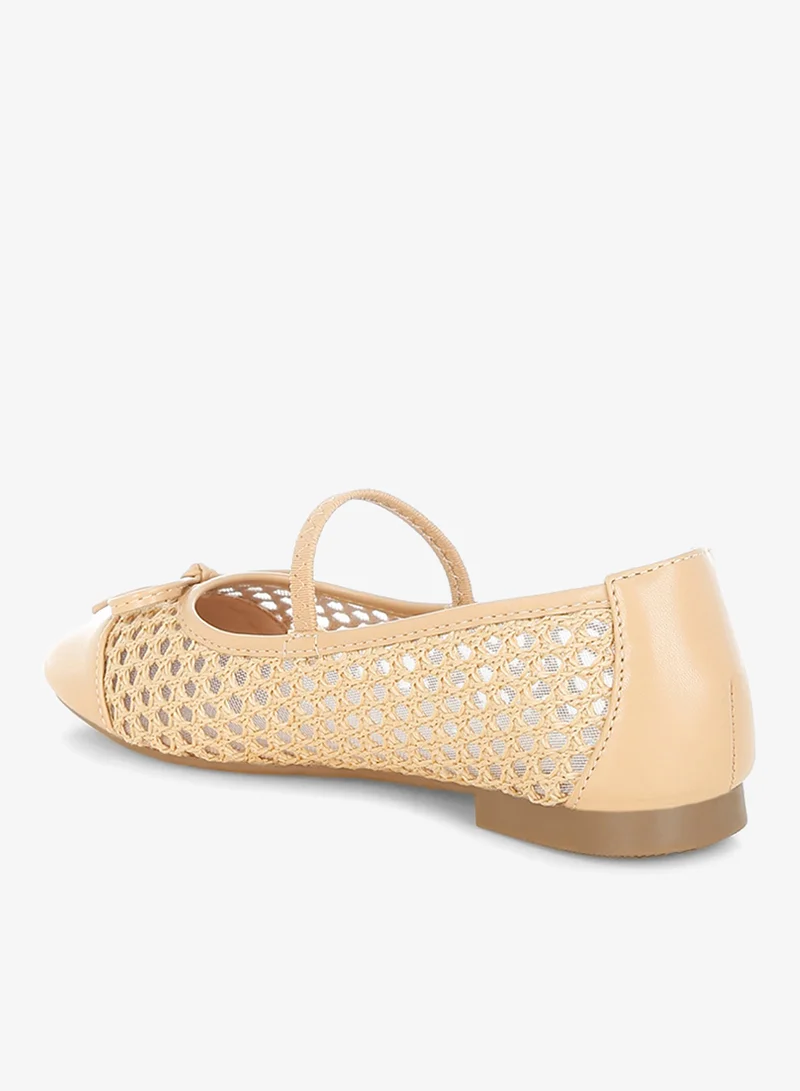 London Rag Tan Woven Bow Detail Ballerinas in Tan for Women | Best Price UAE
