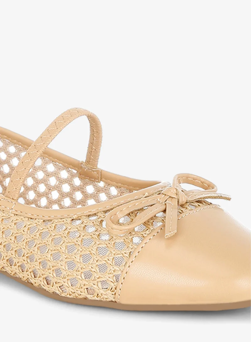 London Rag Tan Woven Bow Detail Ballerinas in Tan for Women | Best Price UAE