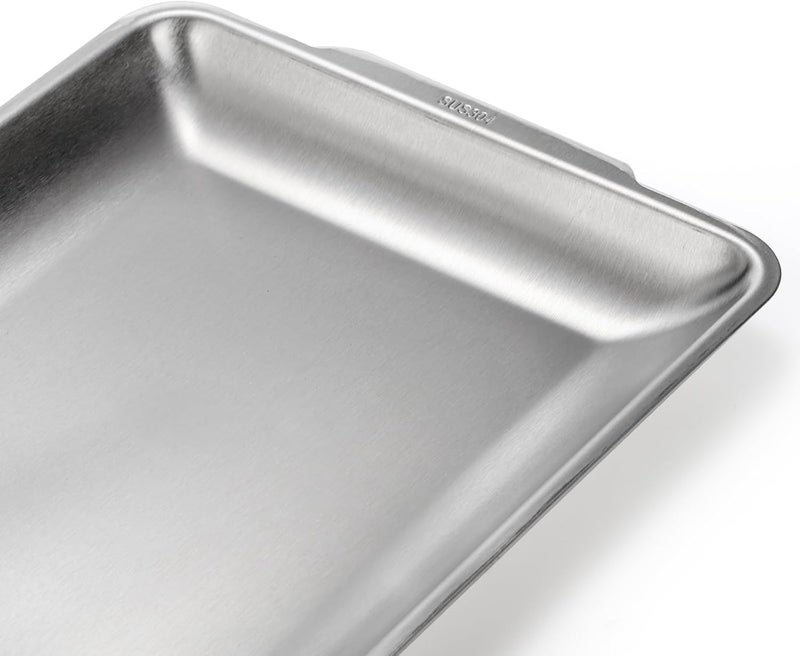 ZENFUN 3 Packs 304 Stainless Steel Serving Platters Rectangle Metal Dinner Plates with Handles Decorative Organizer Trays for BBQ Dining Party Buffet Appetizer Serving126 x 63 - Image 4