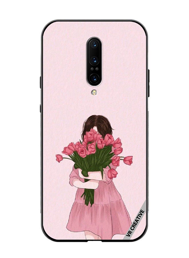 VR CREATIVE Protective Case Cover For OnePlus 7 Pro Girl Hugging Bouquet Design Multicolour - Image 1