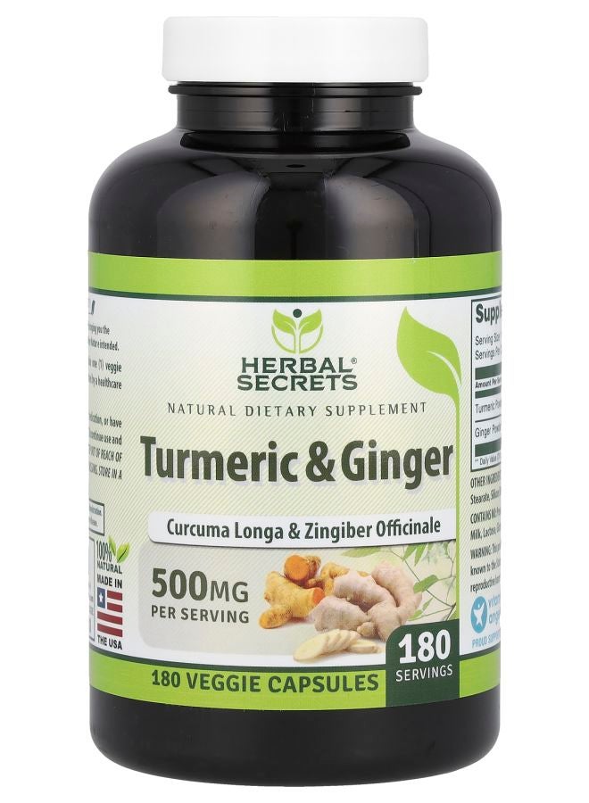 Turmeric & Ginger 500 mg 180 Veggie Capsules