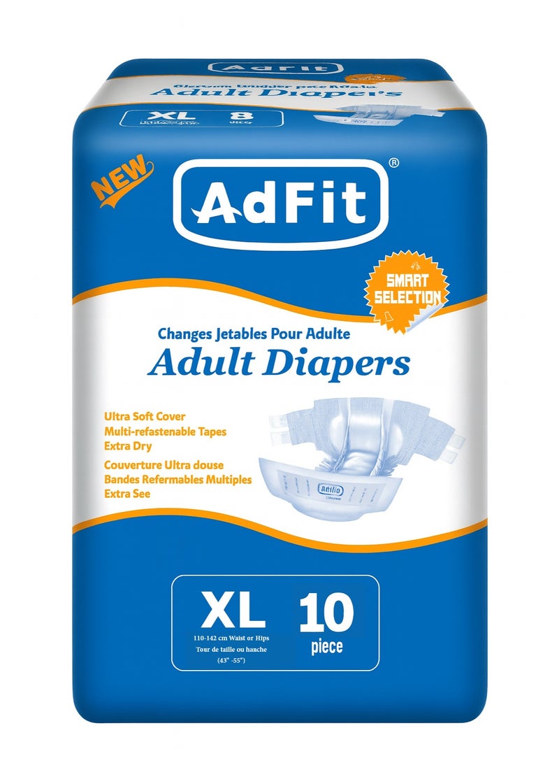 110 > 142cm AdFit Adult Diapers 10 XL Pack