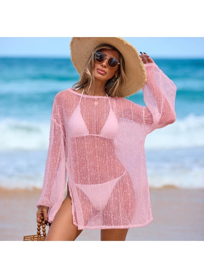 European and American Style Hollow-Out Sequin Woven Snowflake Beach Dress, Bikini Cover-Up - Image 1