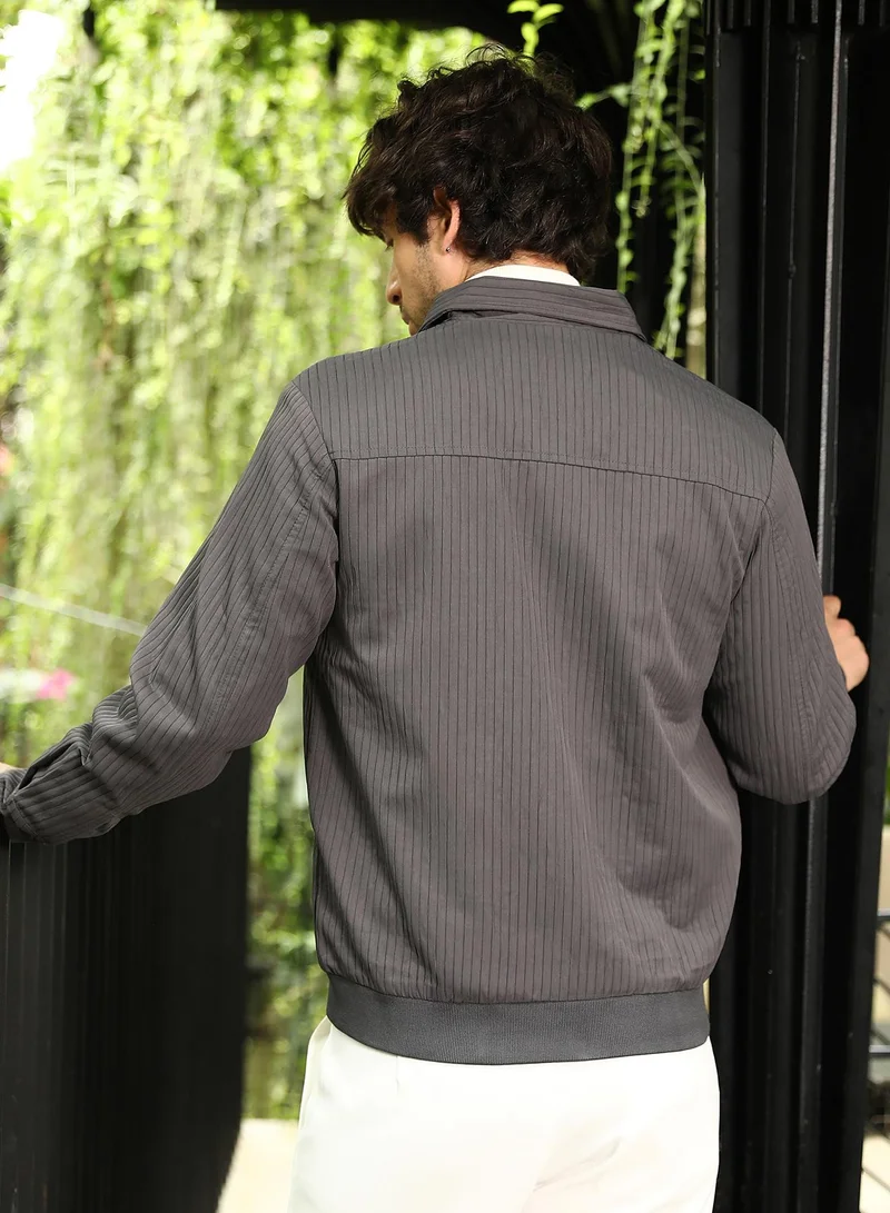 CAHOOT  Men's Moon Grey Zip-Front Lined-Tactile Jacket for Men | Best Price UAE