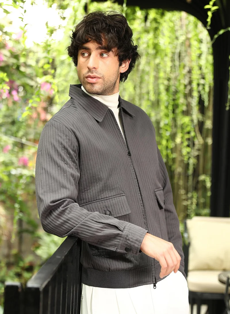 CAHOOT  Men's Moon Grey Zip-Front Lined-Tactile Jacket for Men | Best Price UAE