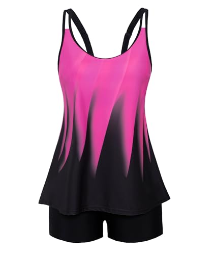 Arolina Tankini Swimsuits for Women Adjustable Straps Swimsuits Bathing Suit Tankini Sets Rose Red Large - Image 1