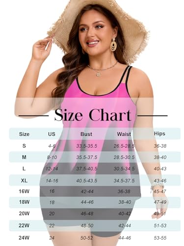 Arolina Tankini Swimsuits for Women Adjustable Straps Swimsuits Bathing Suit Tankini Sets Rose Red Large - Image 5