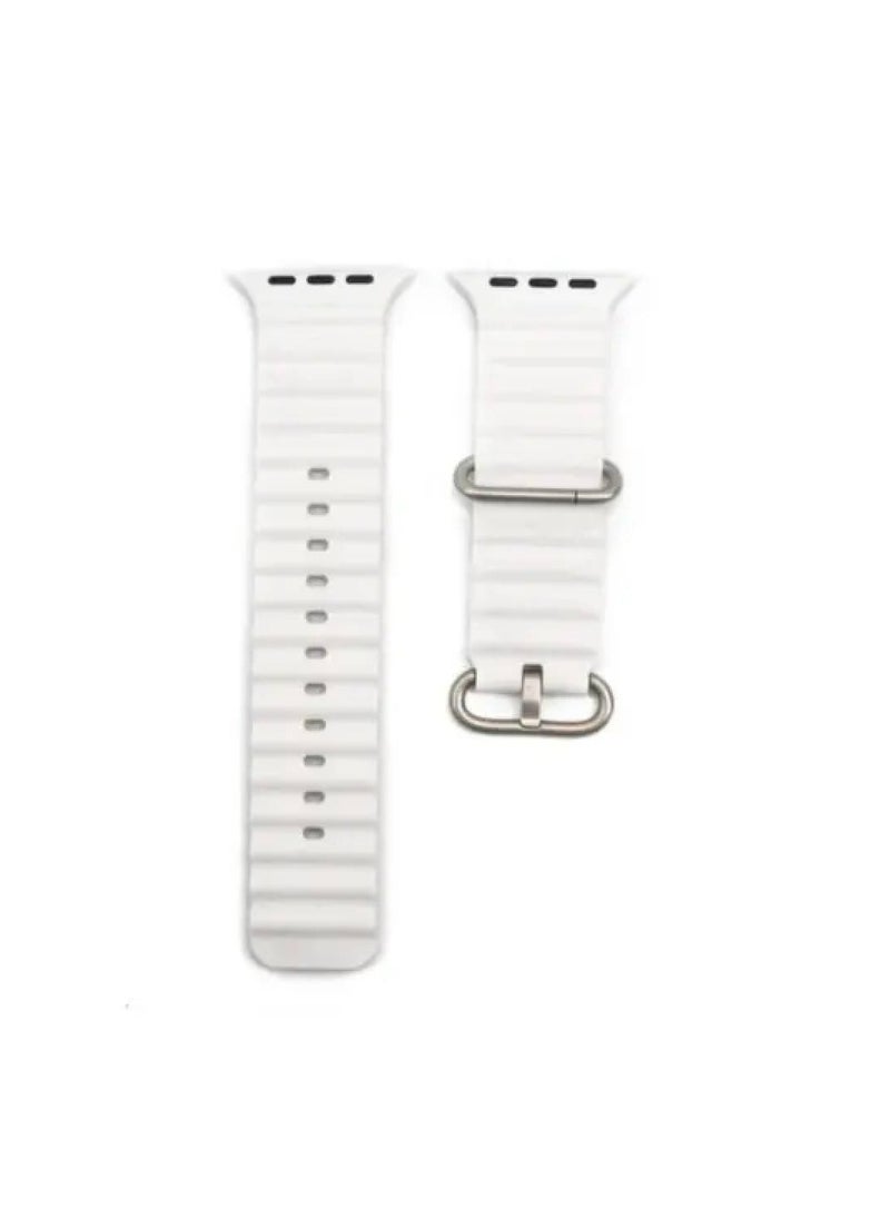 GENNEXT - Ocean Silicone Rubber Watch Band Strap for Apple Watch Ultra 49mm/45mm/44mm/42mm Ocean Dual Colored White/ Black - Image 1