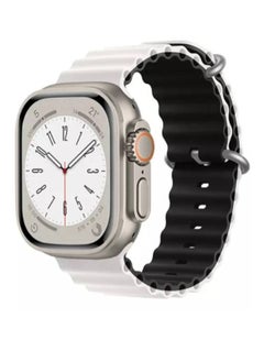 Ocean Silicone Rubber Watch Band Strap for Apple Watch Ultra 49mm/45mm/44mm/42mm Ocean Dual Colored White/ Black