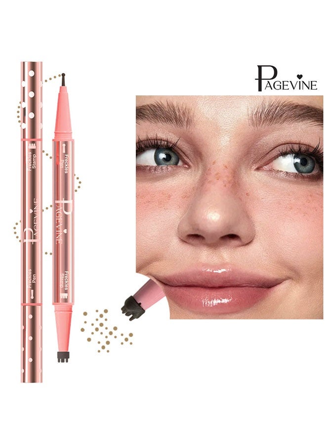 PAGE VINE 2-in-1 Freckle Pen +Freckle Stamp - Natural Lifelike Freckle Makeup, Waterproof Long-Wear, Easy to Use for Face, Brown Tone, Creates Effortless Sun-kissed Look - Image 1