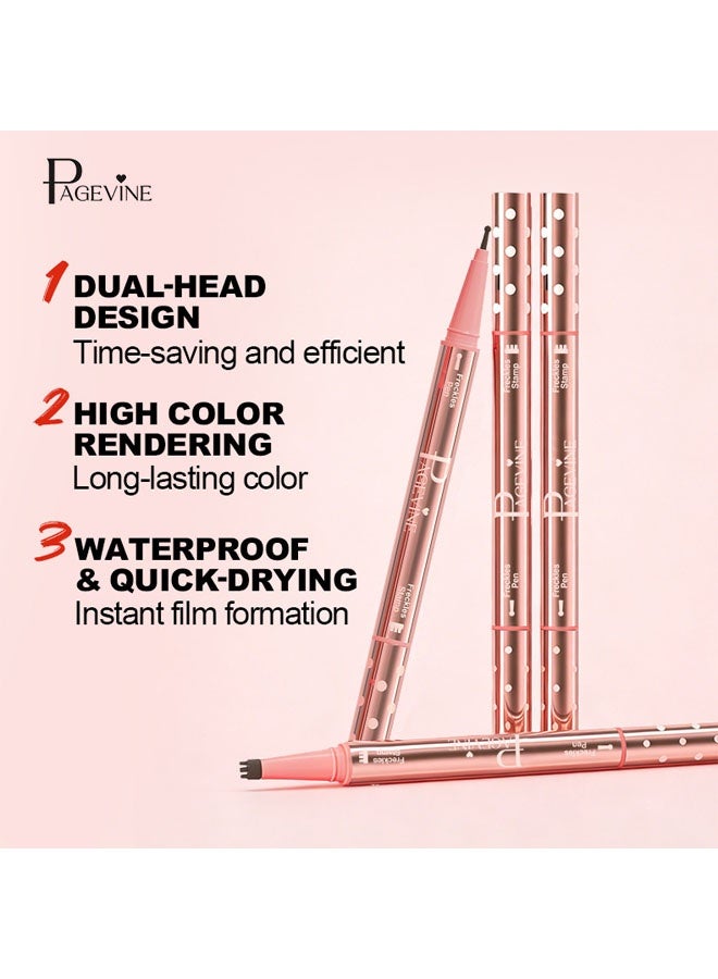 PAGE VINE 2-in-1 Freckle Pen +Freckle Stamp - Natural Lifelike Freckle Makeup, Waterproof Long-Wear, Easy to Use for Face, Brown Tone, Creates Effortless Sun-kissed Look - Image 5