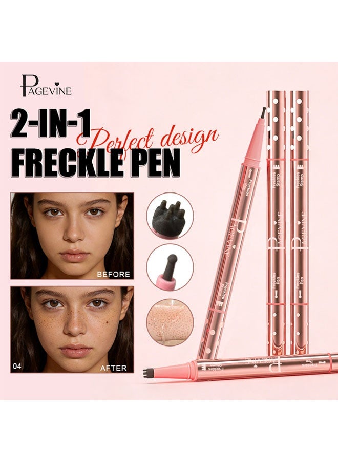 PAGE VINE 2-in-1 Freckle Pen +Freckle Stamp - Natural Lifelike Freckle Makeup, Waterproof Long-Wear, Easy to Use for Face, Brown Tone, Creates Effortless Sun-kissed Look - Image 2
