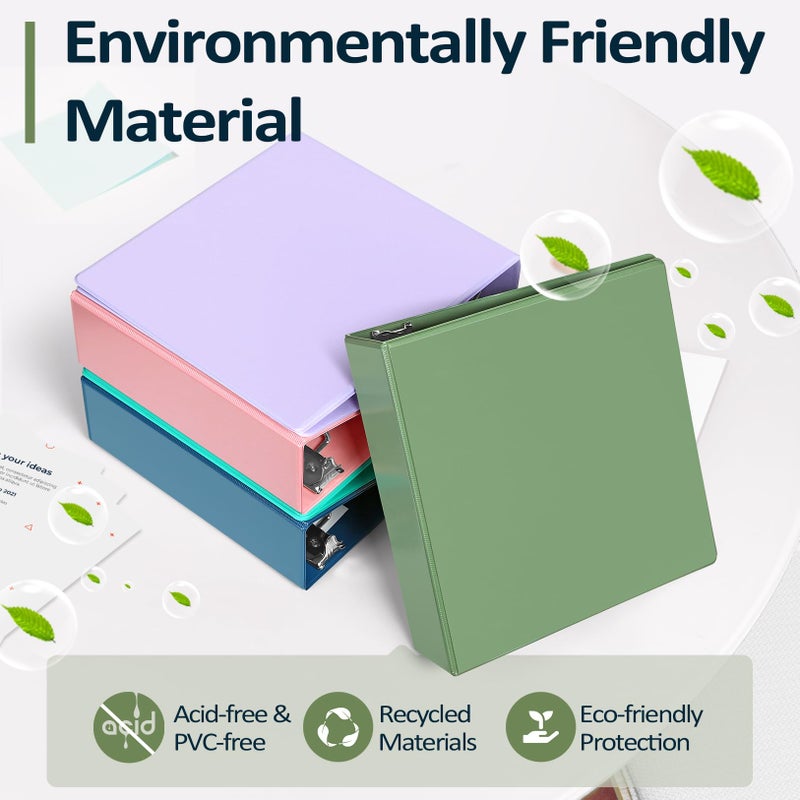 Sooez BinderX Extra Durable 3 Inch 3 Ring Binder, D-Ring Large Binder, Holds 670 Sheets of 8.5x11 Paper, Customizable View Cover with Inside Pockets, Heavy Duty 3 Ring Binder for School, Olive Green - Image 2
