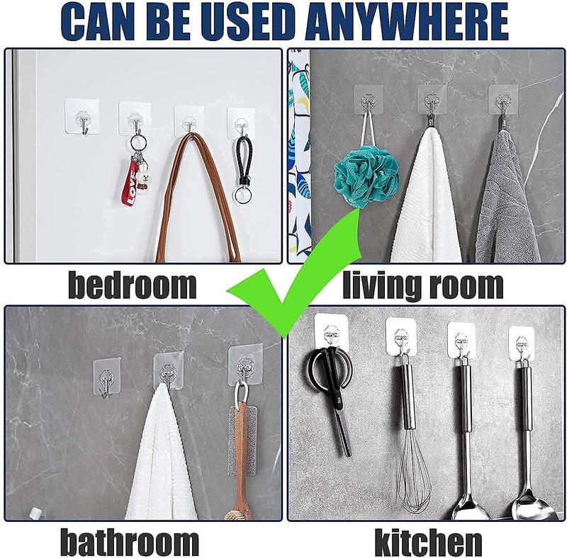 Episkey Episkey Self Adhesive 12 Pcs Wall Hooks Heavy Duty for Hanging 10KG Max Magic Stickers Seamless Transparent Keys Coats Hats Bags Ceiling Kitchen Accessories Hooks Sticky Max  - Image 4