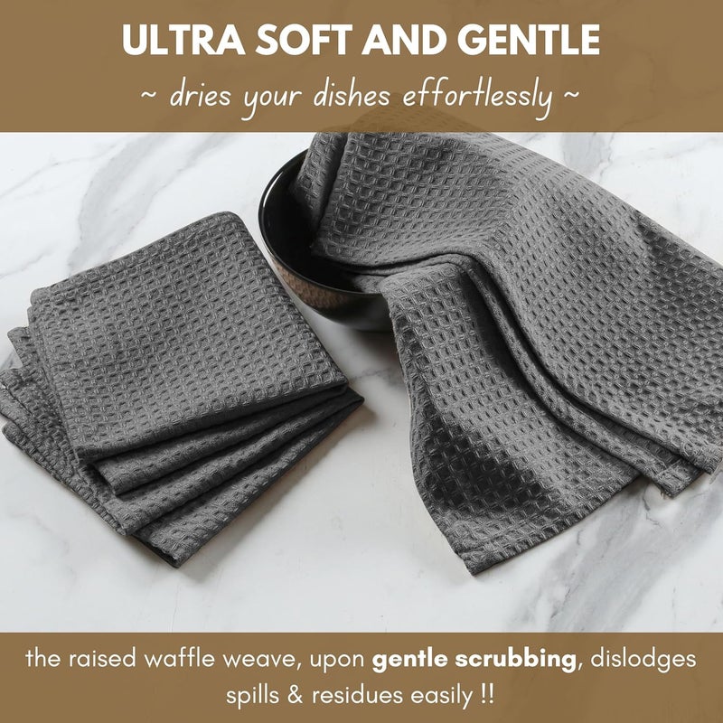 Native Fab 12 Pack Dish Cloths  100 Cotton Absorbent Quick Drying Reusable  Washable Towels for Cleaning Cooking  Baking  Ideal for Home Restaurants Hotels Cafes  12 x 12 inches  Grey - Image 5
